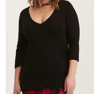 Torrid Black V-Neck Foxy Tee